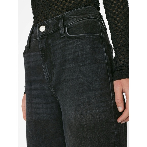 NWT FRAME Le Slim Palazzo Jeans High Rise Wide Leg Denim Black Hutchinson 23 - Picture 12 of 15